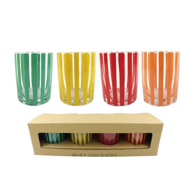 Transpac Glass Striped Juice Glasses Set of 4 Home Decorations Spring