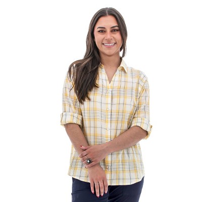 Old Ranch Brands Women's Plumas Organic Roll-Tab Sleeve Shirt