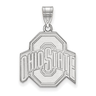 Black Bow Jewelry 14k White Gold Ohio State Buckeyes NCAA Large Pendant