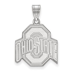 Black Bow Jewelry 14k White Gold Ohio State Buckeyes NCAA Large Pendant - 1 of 3