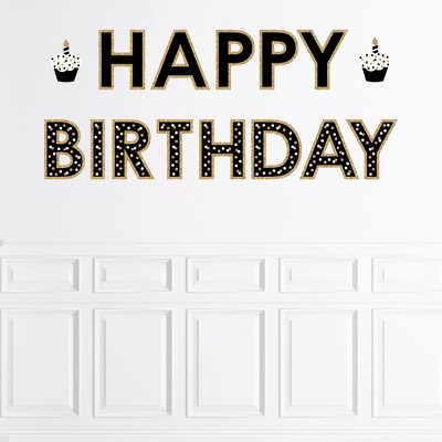 Big Dot of Happiness Adult Happy Birthday - Gold - Peel and Stick Birthday Party Large Banner Wall Decals - Happy Birthday