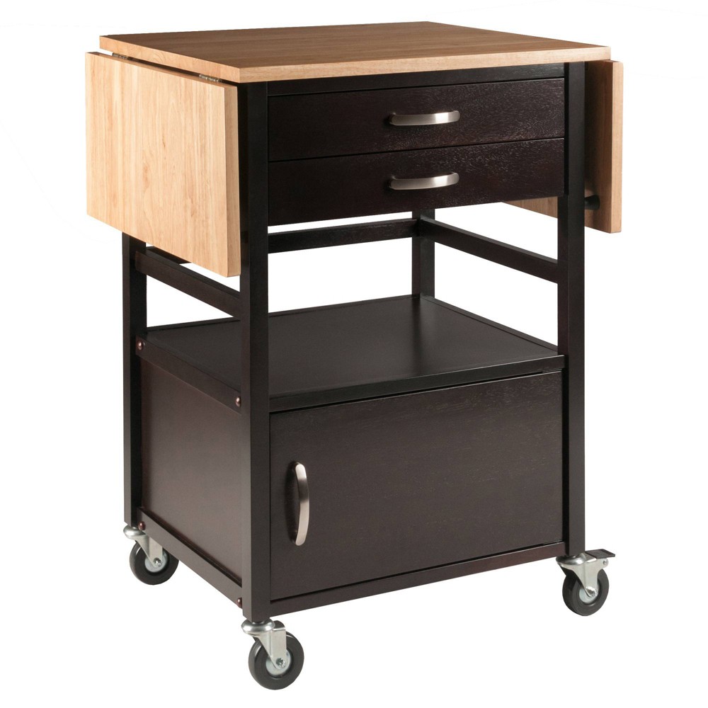 Photos - Other Furniture Bellini Kitchen Cart Coffee/Natural - Winsome: Wheeled Island with Storage