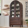 71″ Tall Arched Pantry Cabinet with 2 Drawers & Adjustable Shelves & glass doors, Modern Farmhouse kitchen Storage Cabinet - 4 of 4