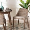bali & pari Lara Rattan and Mahogany Wood Dining Chair Kubu Gray/Rustic Taupe - 3 of 4