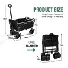 YONWAY Collapsible Folding Beach Wagon Cart with 220Lbs Capacity,with Big Wheels and Adjustable Handle,for Sand,Garden,Camping,Outdoor,Black - 3 of 4
