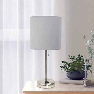 Creekwood Home Contemporary Bedside Table Lamp with Power Outlet - 1 of 4