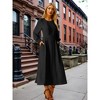 INSPIRE CHIC Women's Elegant Frilled Crewneck Midi Long Sleeve Pleated A-Line Flowy Dress with Pockets - 2 of 4