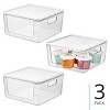 iDesign Stackable Open-Front Bins with Lid, Set of 3, Clear/White - 2 of 4