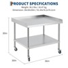 Coucheta Stainless Steel Grill Stand Table with Wheels, NSF Certified, 400 Lbs Capacity, Adjustable Legs & 3-Sided Backsplash, Equipment Stand - 2 of 4