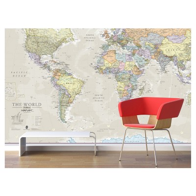 Maps International Giant World Wall Map Mural - Antique Oceans