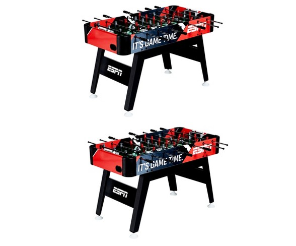 Espn 54 Inch Foosball Soccer Arcade Table W/ Bead Scoring & Accessories (2 Pack)
