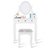 Tangkula Removable Mirror Vanity Table Unit Makeup Set w/ Padded Stool & 5 Dawers White - 2 of 4