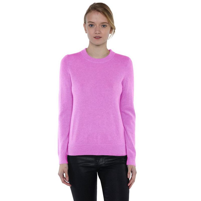 JENNIE LIU Women's 100% Pure Cashmere Long Sleeve Crew Neck Pullover Sweater, 1 of 4