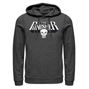 Men's Marvel Punisher Skull Text Logo Pull Over Hoodie - 1 of 3