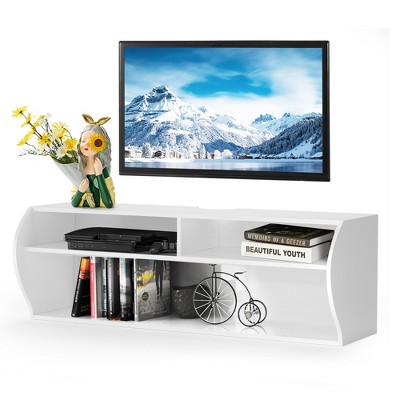 Costway 48.5'' Wall Mounted Audio/Video TV Stands Console W/Shelves for Living Room White