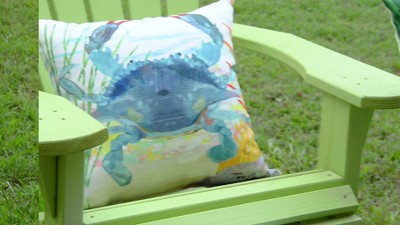 C&F Home 18 x 18 Blue Heron Coastal Indoor/Outdoor Decorative Throw Pillow