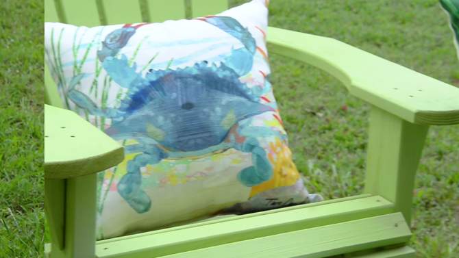 C&F Home 18" x 18" Blue Heron Coastal Indoor/Outdoor Decorative Throw Pillow, 2 of 11, play video