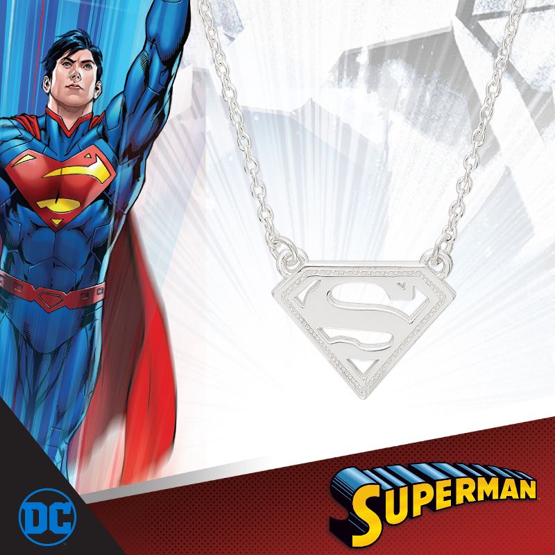DC Comics Superman Superhero Logo Sterling Silver Pendant Necklace, 18'', 5 of 6