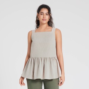 Women's Square Neck Peplum Top - Universal Thread™ - 1 of 4