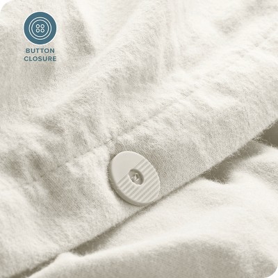 Cream Twin/Twin XL Cotton Flannel Duvet Cover Set