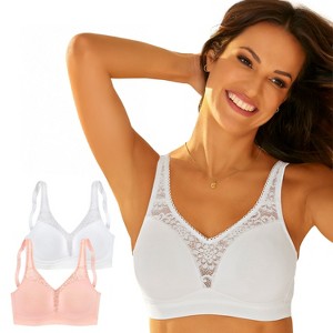 Women's 2 Pack Lace Wireless Bras - LASCANA - 1 of 4