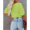 Womens Short Sleeve Lightweight Sweaters Crewneck Knit Pullover Tops with Crochet Sleeve Casual Crochet Blouse Shirt for Spring, Summer - 2 of 4