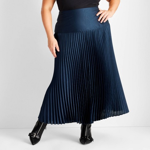 Navy high waisted pleated skirt hotsell