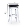FONTOI 30" Swivel French Barstools, Upholstered Bar Stools with Flared Leg for Living Room Kitchen, White&Black, 17"*30"*17" - 3 of 4
