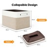 SUGIFT 4 Pcs Collapsible Storage Baskets with Handles Linen Fabric Organizer Bin with Metal Frame and Hard Bottom for Clothes Toys Books - 3 of 4