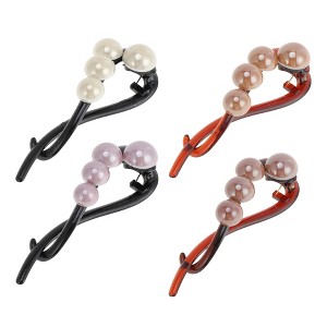 Unique Bargains Women's Fashion Beads Hair Clips 4 Pcs - 1 of 4
