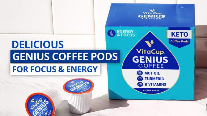 VitaCup Genius Energy &#38; Focus Medium Roast Coffee - Single Serve Pods - 18ct, 6 of 9, play video