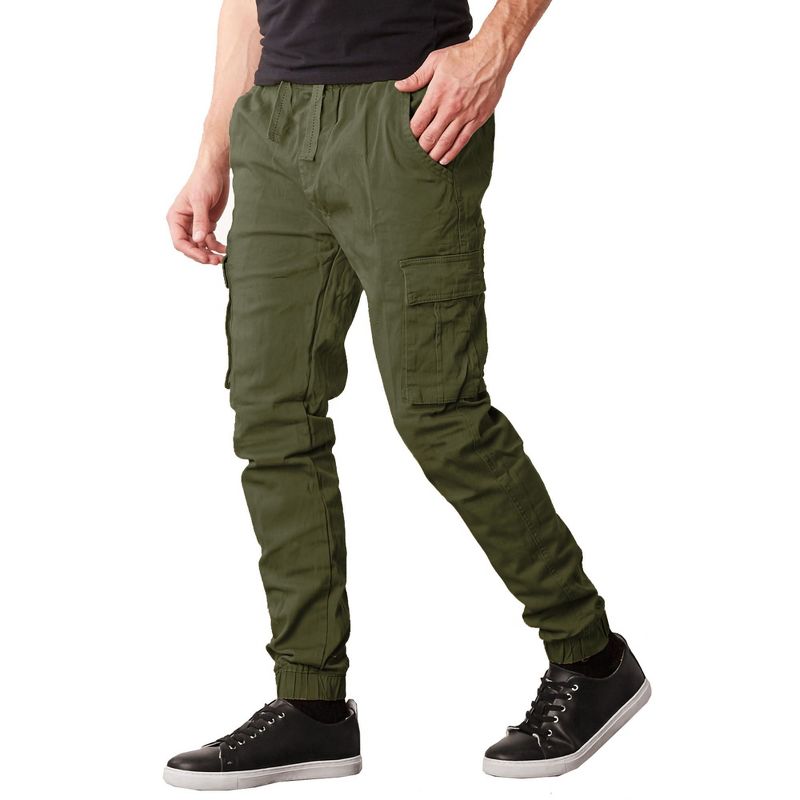 Galaxy By Harvic Men's Slim Fit Cotton Stretch Twill Cargo Joggers, 2 of 5