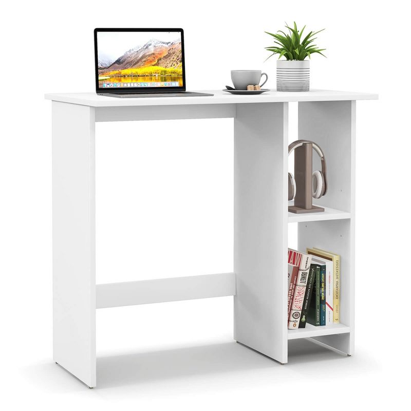 Costway Small Computer Desk with Storage Modern Writing Desk with Adjustable Shelf White, 1 of 11