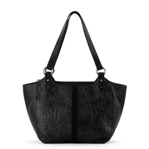 The Sak Women's Bolinas Leather Satchel, Black Leaf Embossed, One Size US - 1 of 4