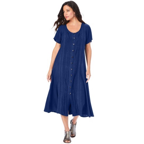 Roaman's Women's Plus Size Button-front Swing Dress - 14 W, Evening ...