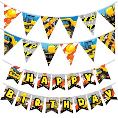 Treasures Gifted Construction Banner & Pennants Kit - Construction Party Supplies