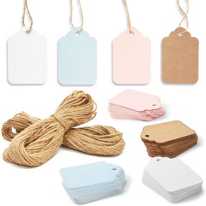 Bright Creations 240-Pack Paper Gift Tags 4 Colors with Jute String for Arts and Crafts, Party Favors, 4 Colors - 1 of 4