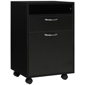 GlasFlength File Cabinets 2 Drawer File Cabinet Rolling Cabinet Mobile File Cabinet with Open Storage for Home Office, Black, 15.7"*13.8"*23.6" - 1 of 4