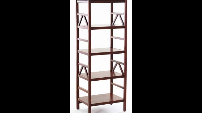 54&#34; Media Center Audio Tower Cabinet Bookcase with 4 Extra Deep 16&#34; Shelves Tobacco - Linon, 2 of 12, play video