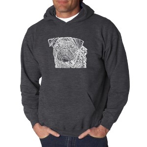 LA Pop Art Men's Word Art Hooded Sweatshirt - Pug Face - 1 of 4
