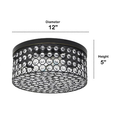 Elegant Crystal and Bronze 12" Flush Mount Ceiling Fixture