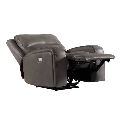 HOMES: Inside + Out Songpeace Transitional Leatherette Power Recliner with Adjustable Footrest and Headrest