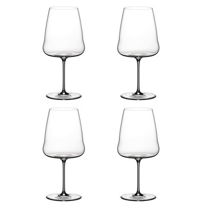 Riedel Winewings Cabernet Sauvignon Tall Thin Single Stem Crystal 35 Ounce Wine Glass for Red Wine, Clear (4 Pack)