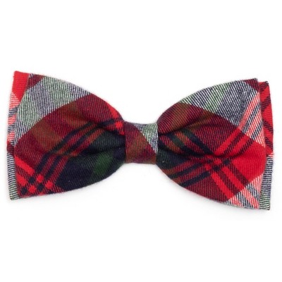 The Worthy Dog Red/green/navy Plaid Bow Tie Adjustable Collar ...