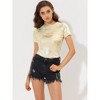 Allegra K Women's Party Metallic Short Sleeve Textured Shiny T-shirts - 2 of 4