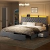 WOWLIVE Full/Queen/King Upholstered Platform Bed Frame with 4 Storage Drawers, Velvet Tufted Headboard with LED light & Charging Station - 2 of 4