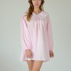 Anna-Kaci Lounge Women's Gingham Long Sleeve Nightgown with Peter Pan Collar and Ribbon Trim Detail - 4 of 4