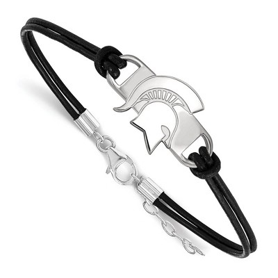Black Bow Jewelry Sterling Silver Michigan State Spartans NCAA Identification Bracelet 7 Inch