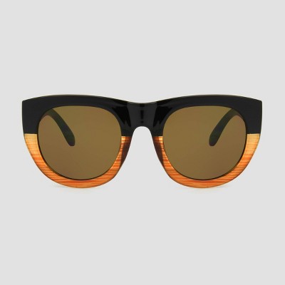 Women's Surf Sunglasses with Brown Solid Lenses - A New Day™ Black