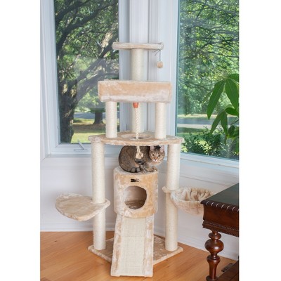 Beige Sisal and Faux Fur Multi-Level Cat Tree